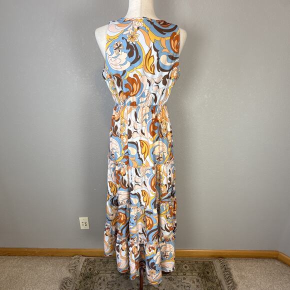 Boston Proper Womens Tiered Sleeveless V-Neck Midi Maxi Dress Size S Paisley - Picture 5 of 8